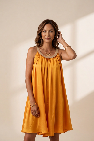 Solid Halter Neck Open Back Sleeveless Dress with practical styling and dependable silhouette control.