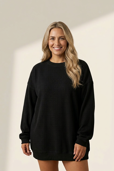 Women's Letter Printed Crewneck Baggy Fit Long Sleeve Tee