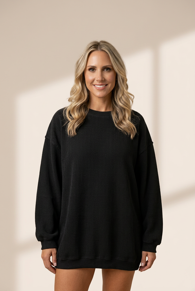Women's Letter Printed Crewneck Baggy Fit Long Sleeve Tee