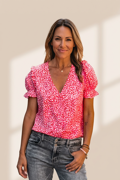 Women's Layered Plaid Short Sleeve V-Neck Lotus Leaf Blouses