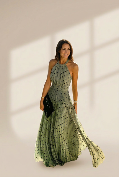 Women's Round Neck Sleeveless Polka Dot Print Dress