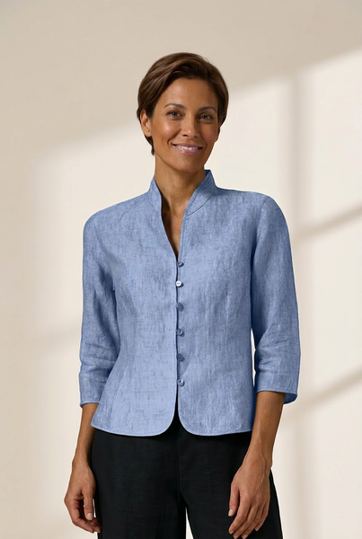 Solid Cotton And Linen Button Three-quarter Sleeves Coat featuring coats styling with practical layering, balanced movement, and everyday versatility.