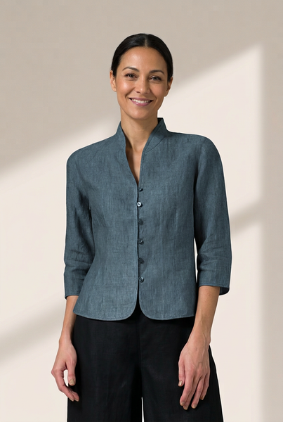 Solid Cotton And Linen Button Three-quarter Sleeves Coat featuring coats styling with practical layering, balanced movement, and everyday versatility.