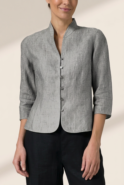 Solid Cotton And Linen Button Three-quarter Sleeves Coat featuring coats styling with practical layering, balanced movement, and everyday versatility.