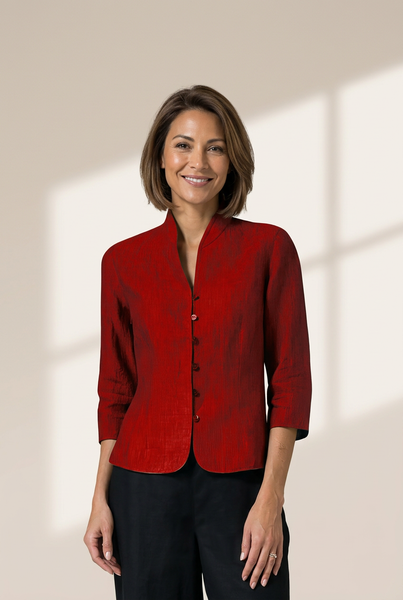 Solid Cotton And Linen Button Three-quarter Sleeves Coat featuring coats styling with practical layering, balanced movement, and everyday versatility.