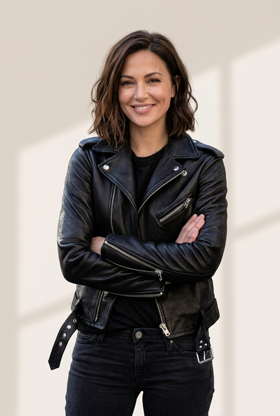 Women's Cool Zip Crop Slim Leather Jacket in Jackets with versatile layering silhouettes