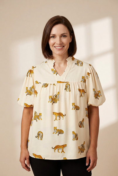 Women's Tempting Printed Lapel Single-Breasted Long-Sleeved Blouse