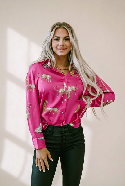 Women's Tempting Printed Lapel Single-Breasted Long-Sleeved Blouse