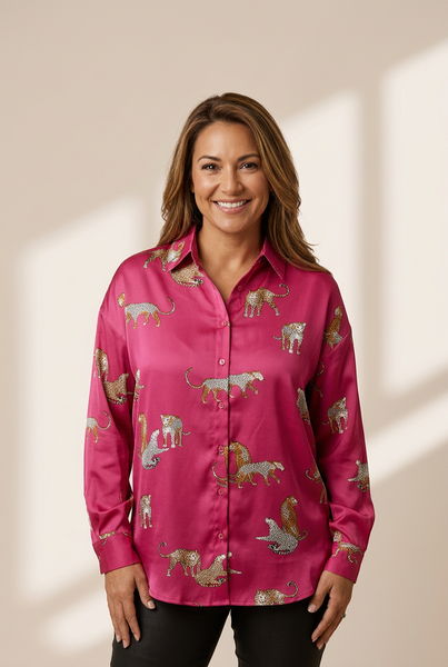 Women's Tempting Printed Lapel Single-Breasted Long-Sleeved Blouse