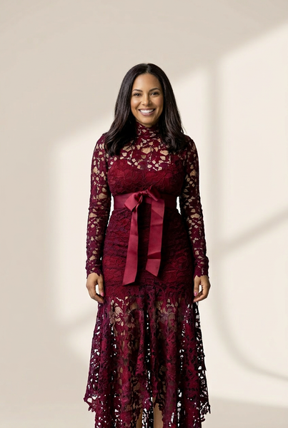 Women's Lace Hollow Long Sleeve Stand Collar Irregular Dress