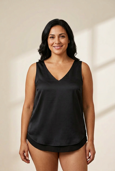 Women's Silk Satin V Neck Casual Sleeveless Camisole Tank Top