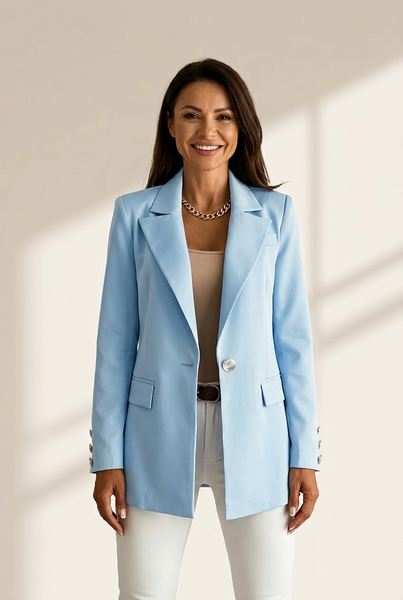 Women's Solid Lapel Slim Single Button Long Sleeve Blazers