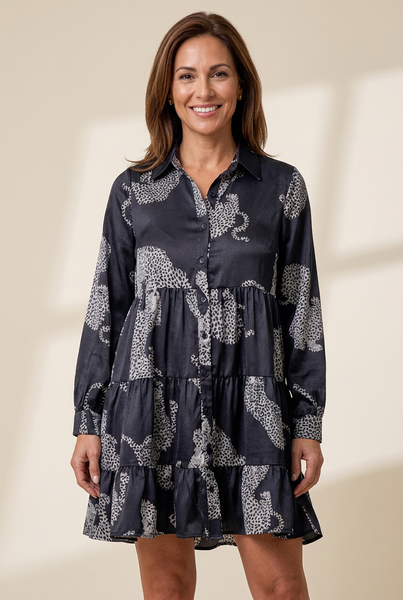 Women's Cotton Printed Long Sleeve Loose Casual Maxi Dress