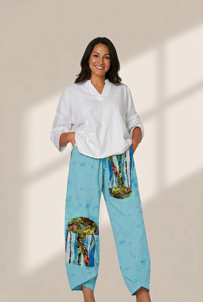 Women's Cartoon Art Print Pocket Women's Casual Pants