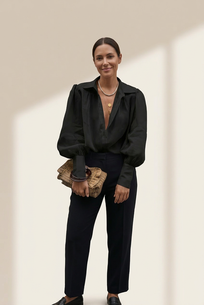 Women's Solid Long-sleeved Lapel Shirt in Blouses & Shirts