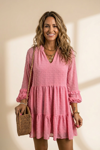Women's Flirty Ruffle Sleeve Open Back Dress in Blouses & Shirts with versatile layering silhouettes
