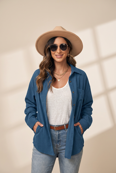 Women's Fashion Style Button Lantern Long Sleeve Blouse