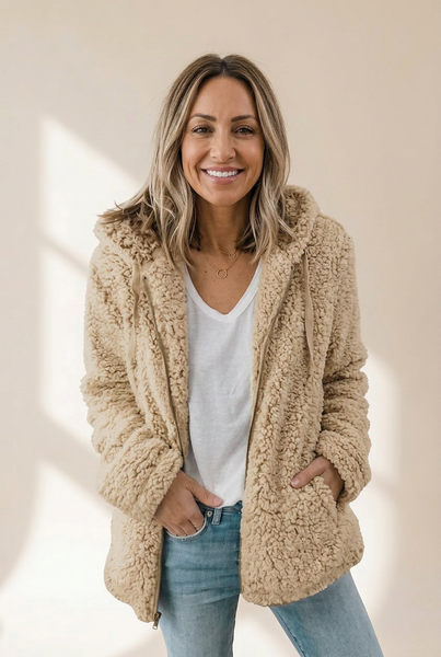 Women's Chic and Modern Women's Sherpa Teddy Coat Zip-Up Hoodie for Daily Fall Wardrobe with practical styling and dependable silhouette control.