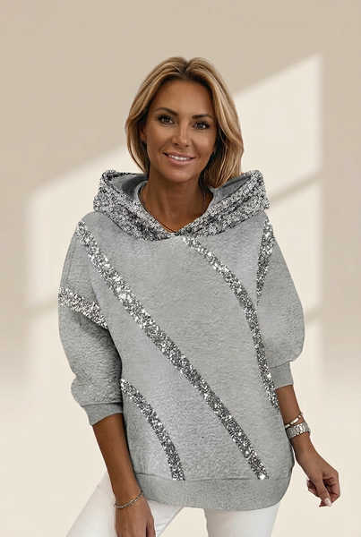 Women's Shimmering Sequined Women's Hoodie with Loose Fit