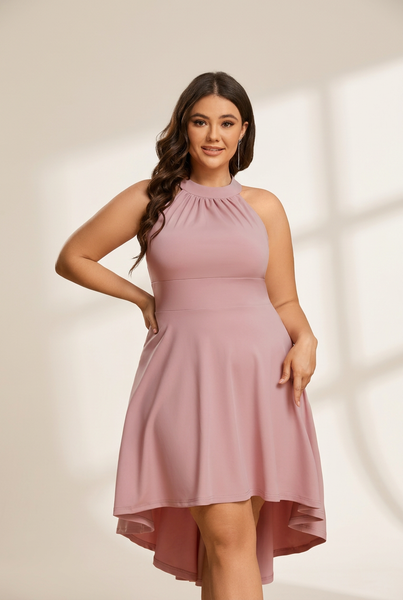 Women's Sleeveless Halter Midi Dress for Cocktail Events
