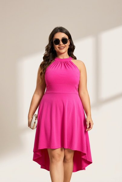 Women's Sleeveless Halter Midi Dress for Cocktail Events