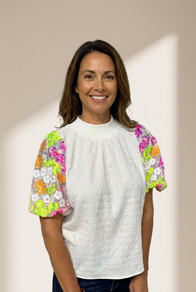 Women's Short Sleeve Sequin Embellished Top made for easy styling and wardrobe coordination, with premium-like structure and finish.
