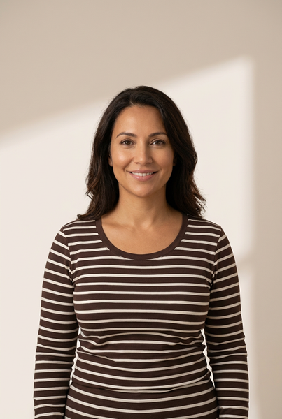 Women's Varsity Stripe Long Sleeve Cotton-Elastane Tee in Espresso