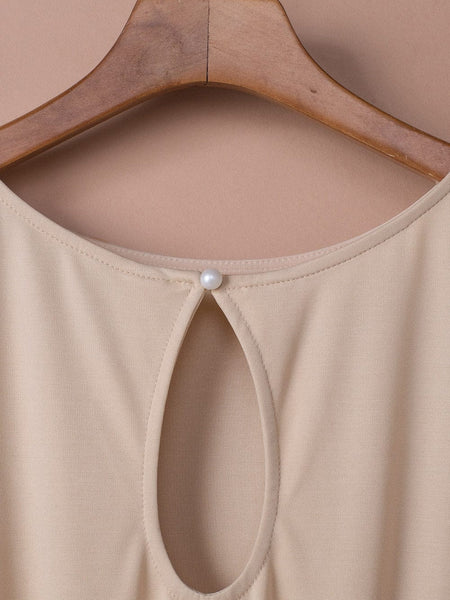 Elegant Apricot Wide Leg Jumpsuit with Knot Detail