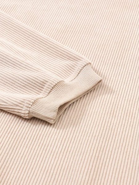 Apricot Corded Ribbed Oversized Sweater