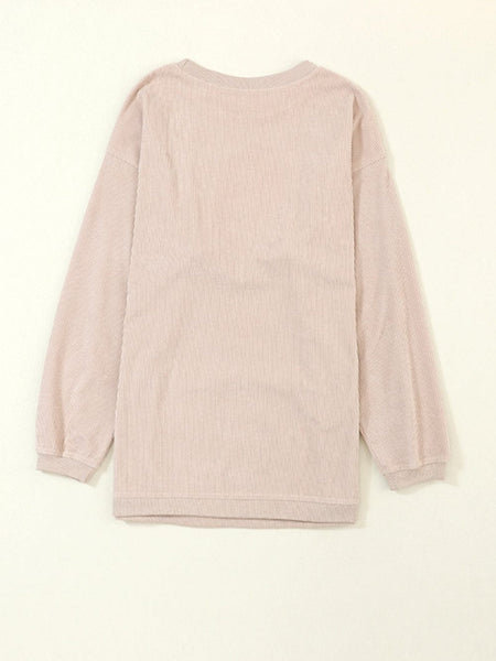 Apricot Corded Ribbed Oversized Sweater