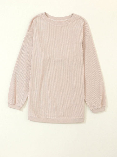 Apricot Corded Ribbed Oversized Sweater