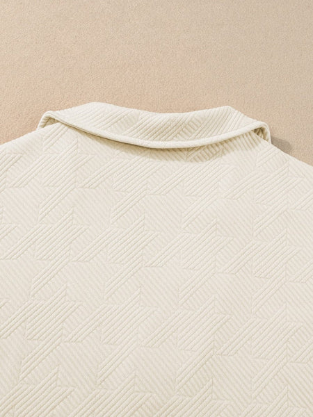 Striped Notched Ruffle Cap Sleeve V Neck Blouse