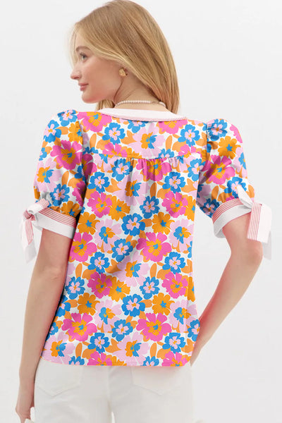 Chic Women's Floral Short Sleeve Blouse - Lightweight Casual Top for Summer Outings and Daily Comfort