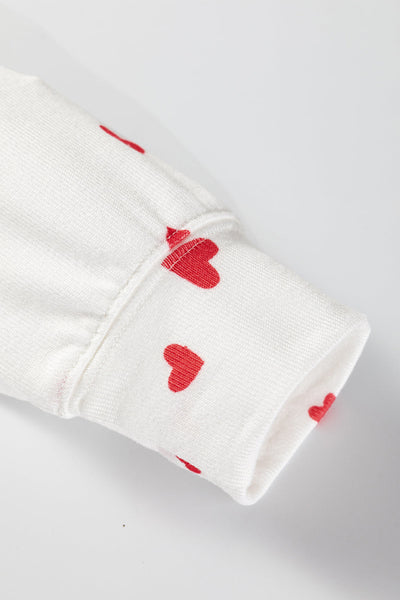 women's cozy women's fiery red heart print long sleeve top and drawstring pants set - perfect casual lounge outfit for relaxation with practical