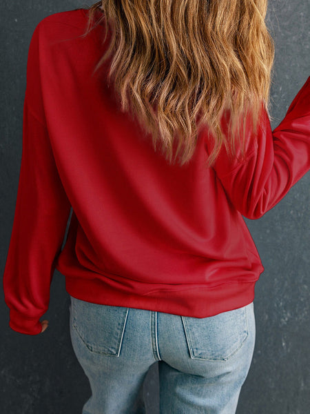 Santa Baby Red Letter Print Crew Neck Sweatshirt