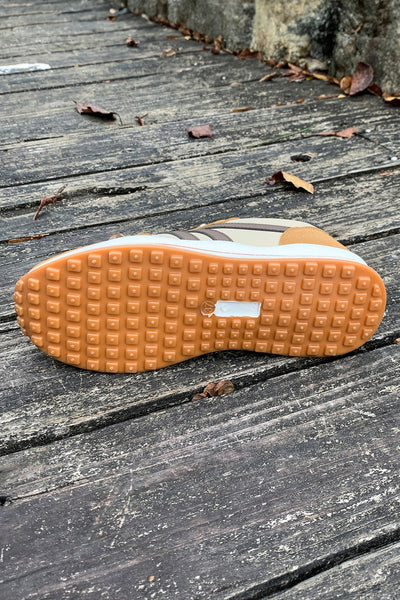 Women's Camel and Coffee Color Block Lace-Up Sneakers