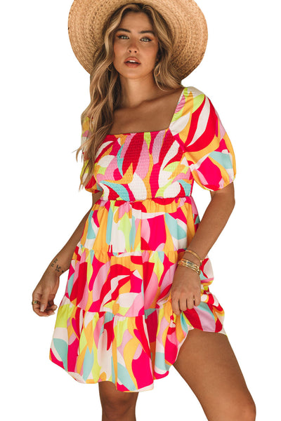 Comfortable Floral Print And Pockets Loose Fit Sleeveless Mini Dress - A-Line - Jewel