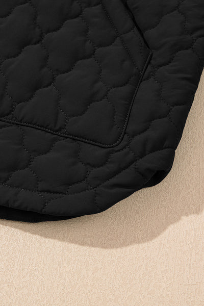 Women's Black Scalloped Quilted Vest with Dual Zip-Snap Closure made for easy styling and wardrobe coordination, with premium-like structure and
