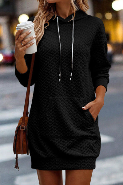 Cozy Waffle Knit Hooded Mini Dress