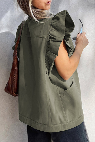 Stylish Women's Classic Blue Denim Vest Jacket - Versatile Casual Layer for Everyday Fashion and Layering Needs