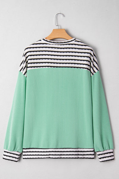 Women's Vibrant Women's Long Sleeve Patchwork Top - Stylish, Comfortable Fit for Casual Everyday Wear