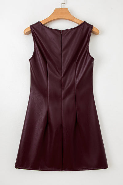 Chic Wild Ginger Vegan Leather Mini Dress for Women - Sleeveless Party Outfit with Flattering Fit and Trendy Style