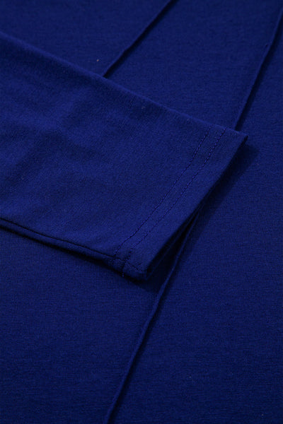 Women's Navy Blue Asymmetric Seam Detail Long Sleeve Top