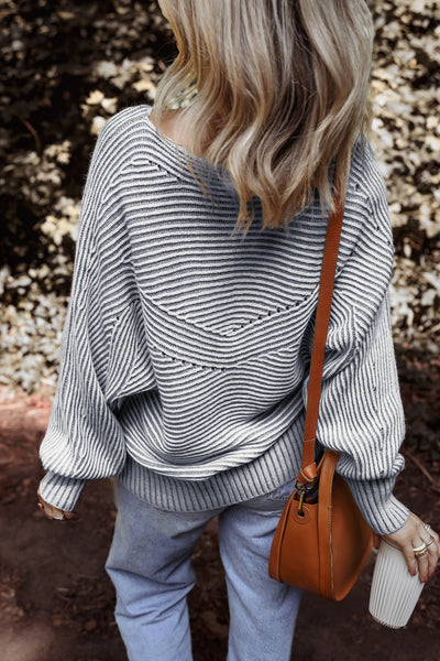 Cozy Chic Women's Striped Knit Sweater in Soft Cotton Blend Perfect for Casual Outings and Stylish Layering Options