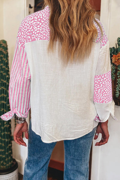Stylish Women's Leopard Striped Blouse - Flattering Casual Top in Trendy Print for Effortless Everyday Style