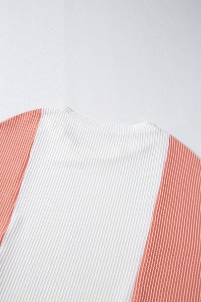 Women's Pale Chestnut Ribbed Color Block Long Sleeve Top made for easy styling and wardrobe coordination, with premium-like structure and finish.