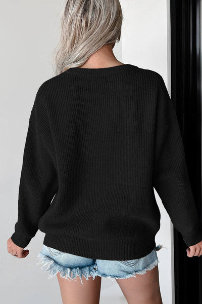 Cozy Women's Black Hello Pumpkin Graphic Sweater - Casual Fall Style for Halloween Celebrations and Everyday Wear