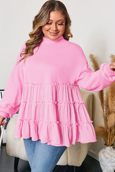 Plus Size Women's Soft Fabric Long Sleeve Casual Top - Comfy Everyday Wear with Flattering Fit and Versatile Style