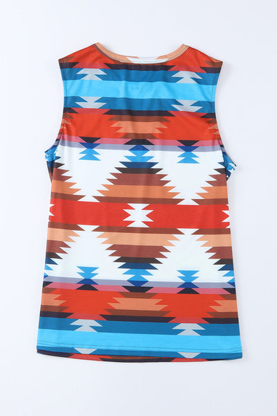 Retro Geometric Print Loose Tank Top