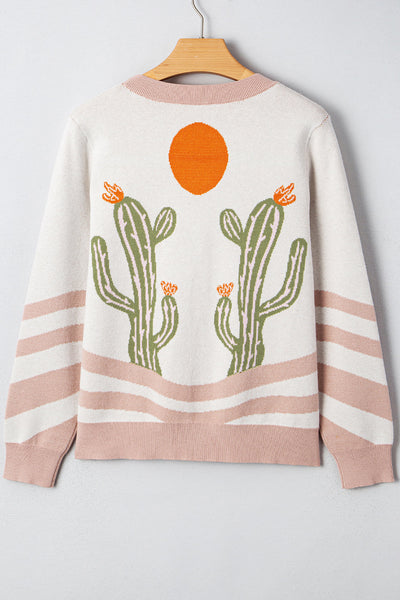 Boho Chic Women's Western Cardigan - Cozy Long Sleeve Knit in Earthy Tones, Ideal for Layering and Fall Fashion